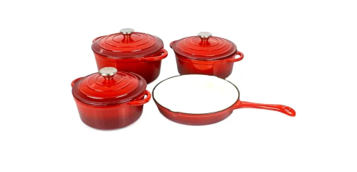 Red Spice rack & 7pcs Cast Iron Pot 12pcs Silicone Spoon Combo